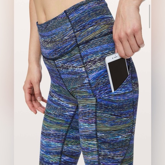 Lululemon, fast and free tight. Blue multi stripe pattern, sz 2 - Picture 6 of 10